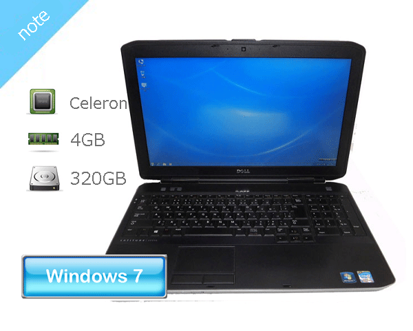 Windows7 Pro 32bit DELL Latitude E5530 Celeron 1005M 1.9GHz メモリ 4GB HDD 320GB(SATA) DVD-ROM テンキー 15.6インチ フルHD(1920&times;1080) 無線LAN Webカメラ バッテリー完全消耗 ACアダプタ付属なし｜アクアライト