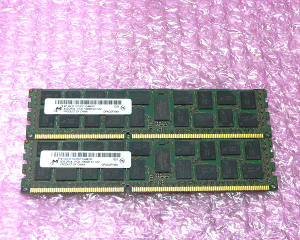 Micron PC3L-10600R 16GB(8GB×2枚) 2R×4 中古メモリー DELL PowerEdge T420取外し品 9,600円