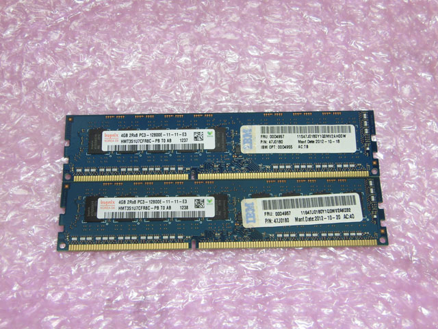 IBM 00D4957 (P/N:47J0180) PC3-12800E 8GB(4GB×2枚) 中古メモリー