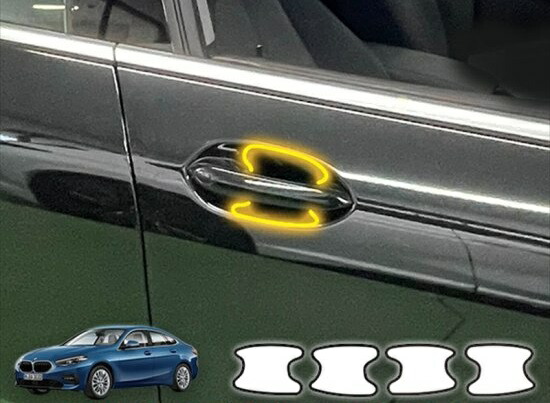 BMW　４シリーズ　グランクーペ　G26　カット済みドアハンドルプロテクションフィルム　傷防止透明フィルム1台分４点セット　AQUASTYLE BMW ４シリーズ グランクーペ G26 ドアハンドル傷防止シート