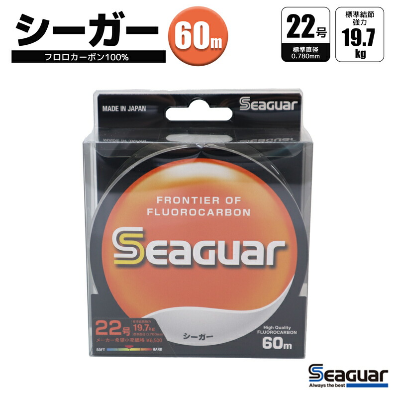 シーガー 60m 22号 クリア フロロカーボン100% Seaguar 釣り糸 ハリス 【国内正規総代理店アイテム】