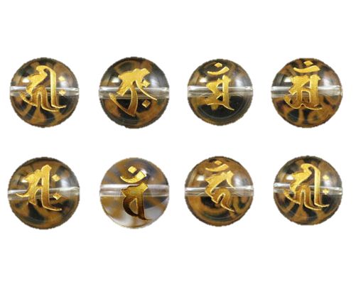 八大仏守護本尊・梵字両面・水晶(金入)・彫刻ビーズ・セット 横穴 14mm 手作りにオススメ! / 天然石、パワーストーンの専門店インペリアルオーラ おしゃれ かわいい オシャレ 可愛い プレゼント ギフト 贈り物