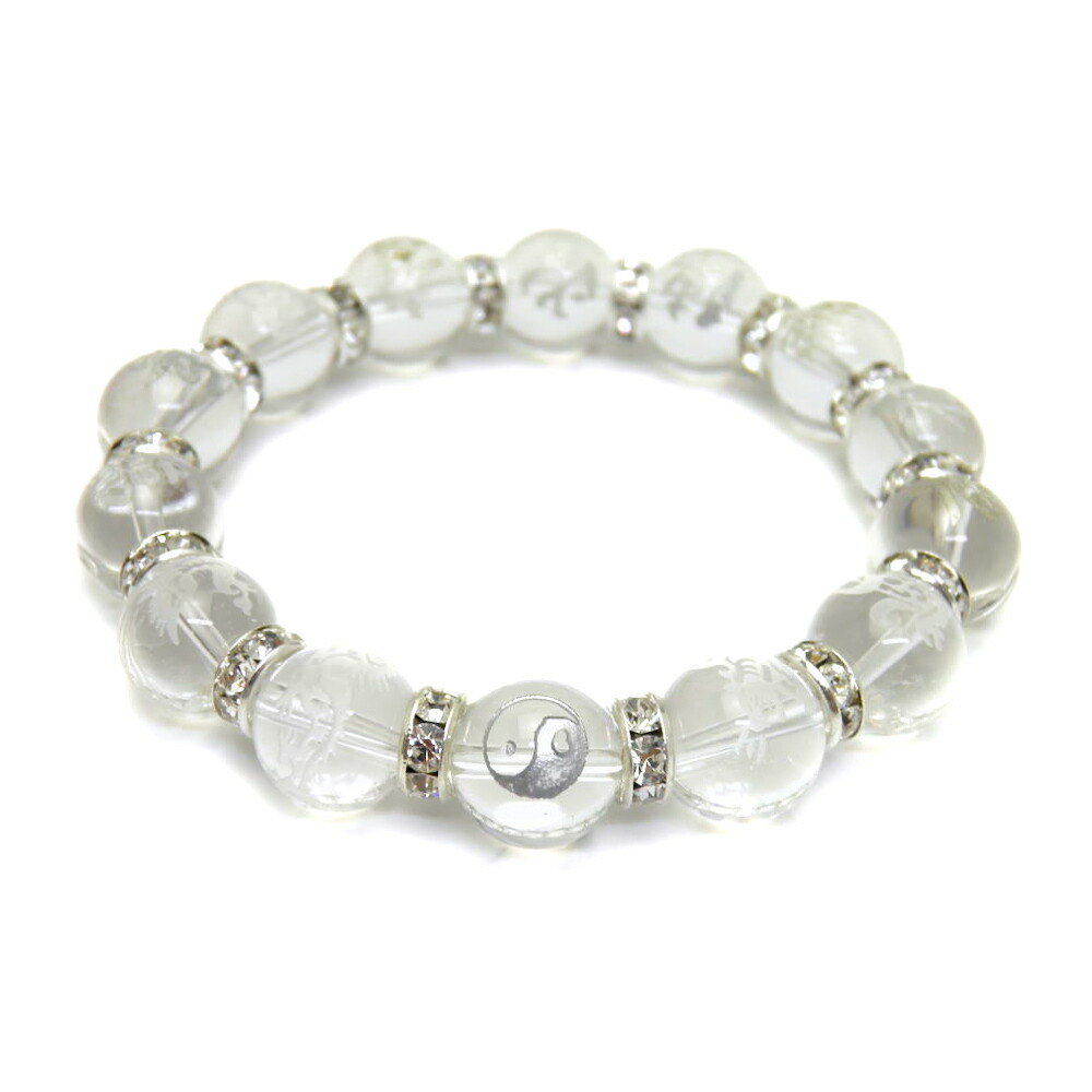 楽天市場】LLサイズ 銀彫り オニキス九字護身数珠「陰陽太極図」水晶