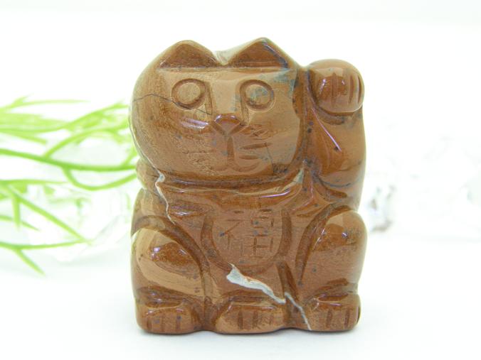 ♦天然石 招き猫 ローズクォーツ 輝石 開運 財運 金運 千客万来 置物 飾り 岡山のパワーストーン、風水・開運グッズのお店 龍祥本舗