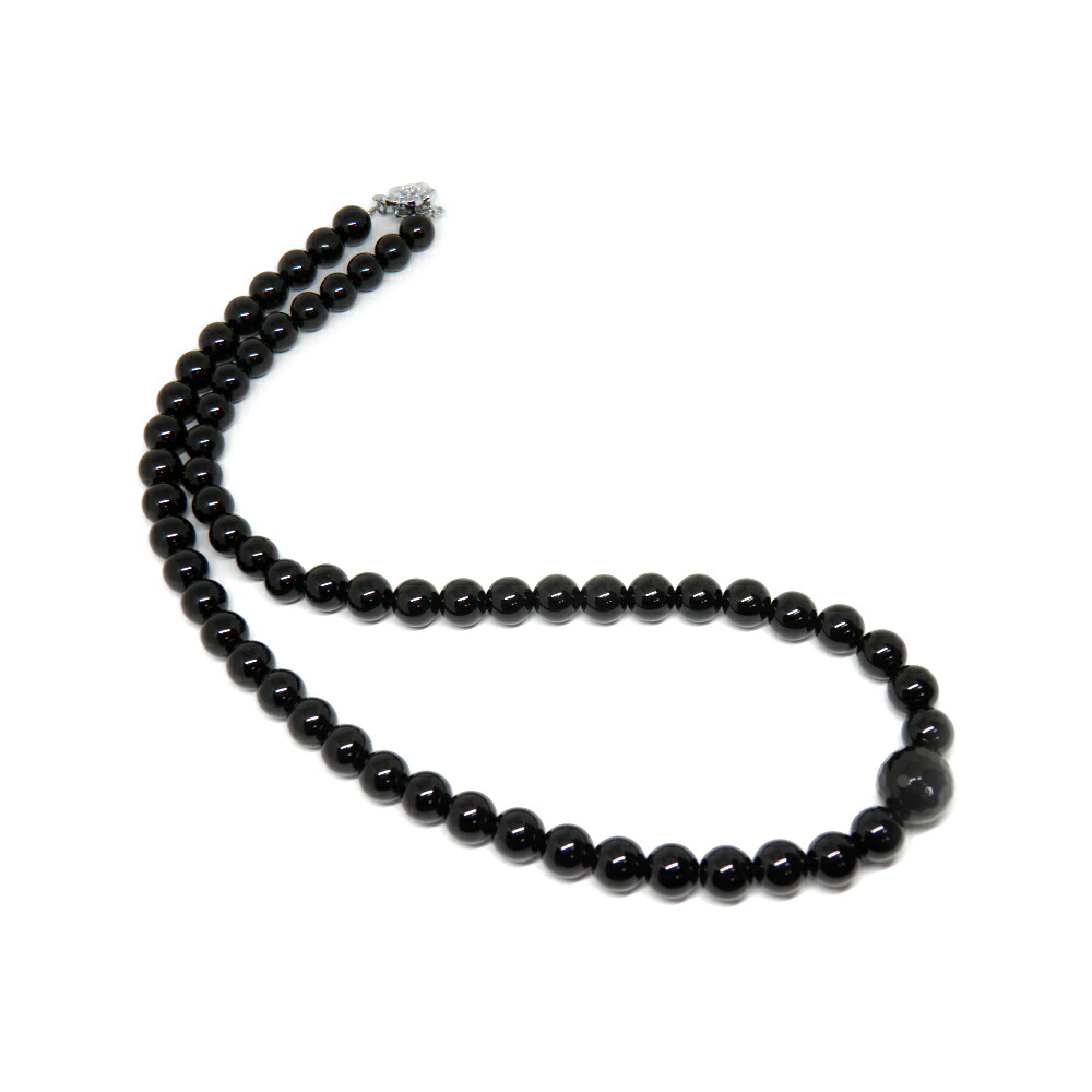 天然黒水晶 (モリオン) ミラーボール ワンポイント 12mm モリオン 8mm チベット産 ネックレス 魔除け 風水 パワーストーン / インペリアルオーラ おしゃれ かわいい オシャレ 可愛い プレゼント ギフト 贈り物
