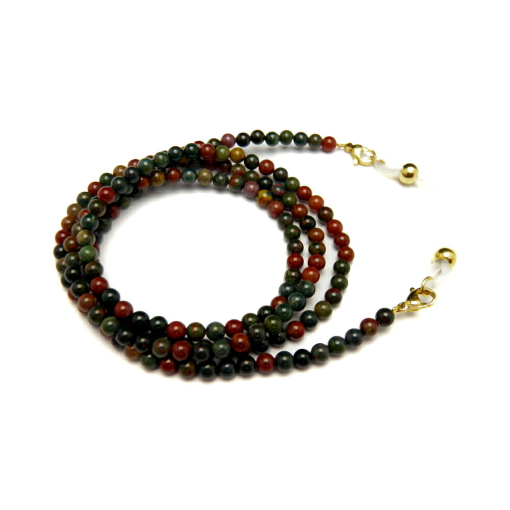 ブラッドストーン4mm玉のメガネチェーン パワーストーンのメガネチェーン メンズ・レディース用/厄除け祈願 お守りに 眼鏡/めがね用品 / インペリアルオーラ おしゃれ かわいい オシャレ 可愛い プレゼント ギフト 贈り物画像