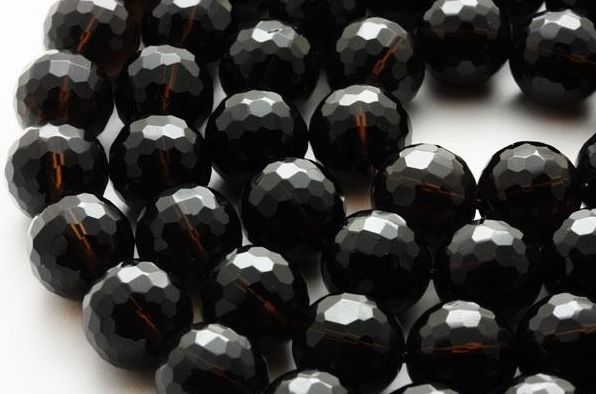 天然黒水晶 (モリオン) 128面カット 12mm 一連 天然石 パワーストーン / インペリアルオーラ おしゃれ かわいい オシャレ 可愛い プレゼント ギフト 贈り物