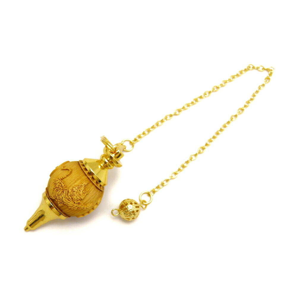 【浮彫】虎嘯風生陰陽五行 菱紋入り 柘植 20mm 金 ペンデュラム 1個売り パワーストーン ダウジング ヒーリング / インペリアルオーラ おしゃれ かわいい オシャレ 可愛い プレゼント ギフト 贈り物