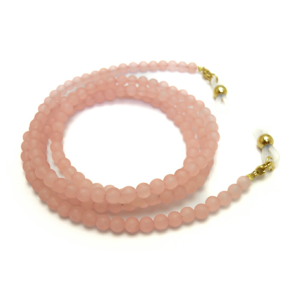 天然石 ローズクォーツ 3mm玉 丸玉 32面カット メガネチェーン