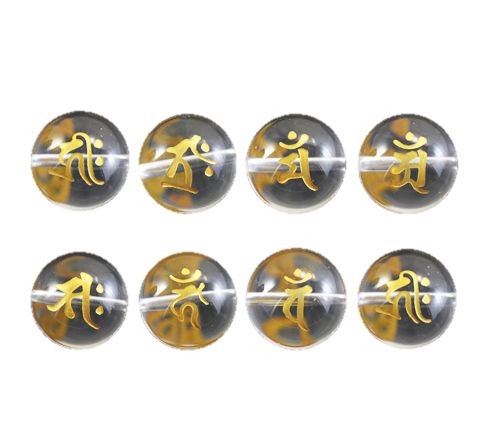 八大仏守護尊名・梵字両面水晶(金字) 16mm 彫刻ビーズ・セット 手作りにオススメ! 天然石 パワーストーン / インペリアルオーラ おしゃれ かわいい オシャレ 可愛い プレゼント ギフト 贈り物 彫刻ビーズ 彫りビーズ|天然石 インペリアルオーラ