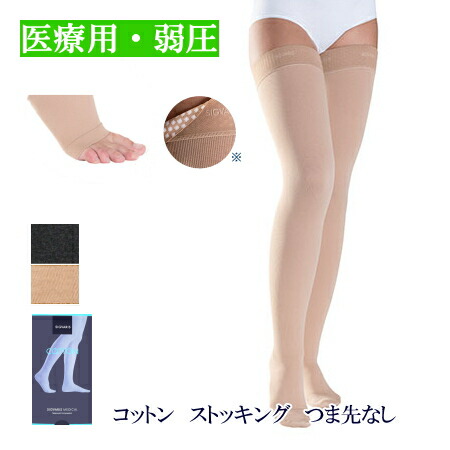 【送料無料】弾性ストッキング 医療用 シグバリス コットン(綿) ストッキング(太ももまで) 弱圧 つま先なし クラス1 着圧ソックス　男女兼用　【下肢静脈瘤/むくみ/リンパ浮腫/エコノミークラス症候群/血栓予防/美脚/足のだるさ/飛行機】 10,692円