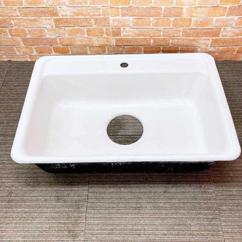 【中古品】 TOTO 幅広 スチール製 手洗器 洗面化粧台 洗面ボウル 「幅81cm 810mm」 洗面器 パブリック用流し バック付掃除用流し 19C｜アクア・ジャパン・プロジェクト