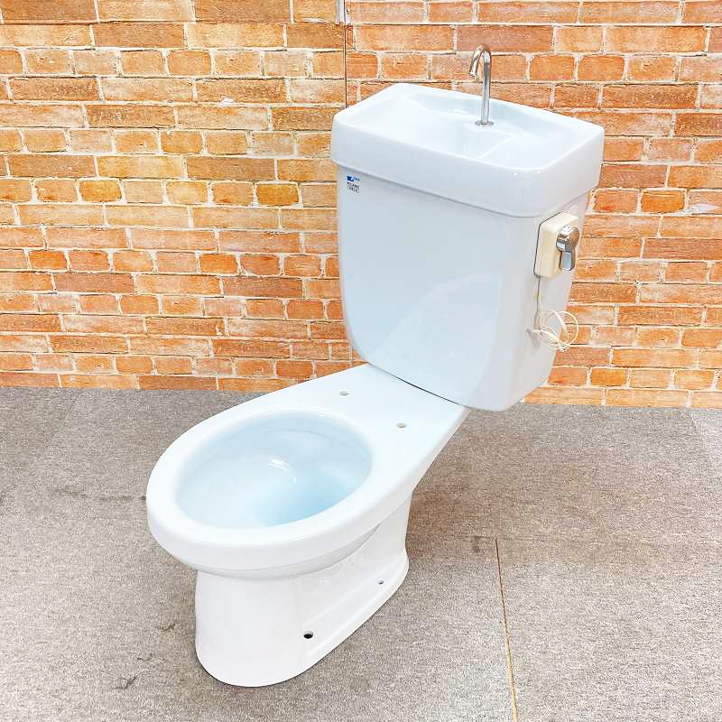 【中古品】【美品】 INAX (イナックス) 室内用便器 洋式室内用便器 (床下水抜き) 「C-18S」 水抜き芯540粍と貯蔵タンク「T810」 一揃い書き割り #LB8(点火装置ブル－) 28E