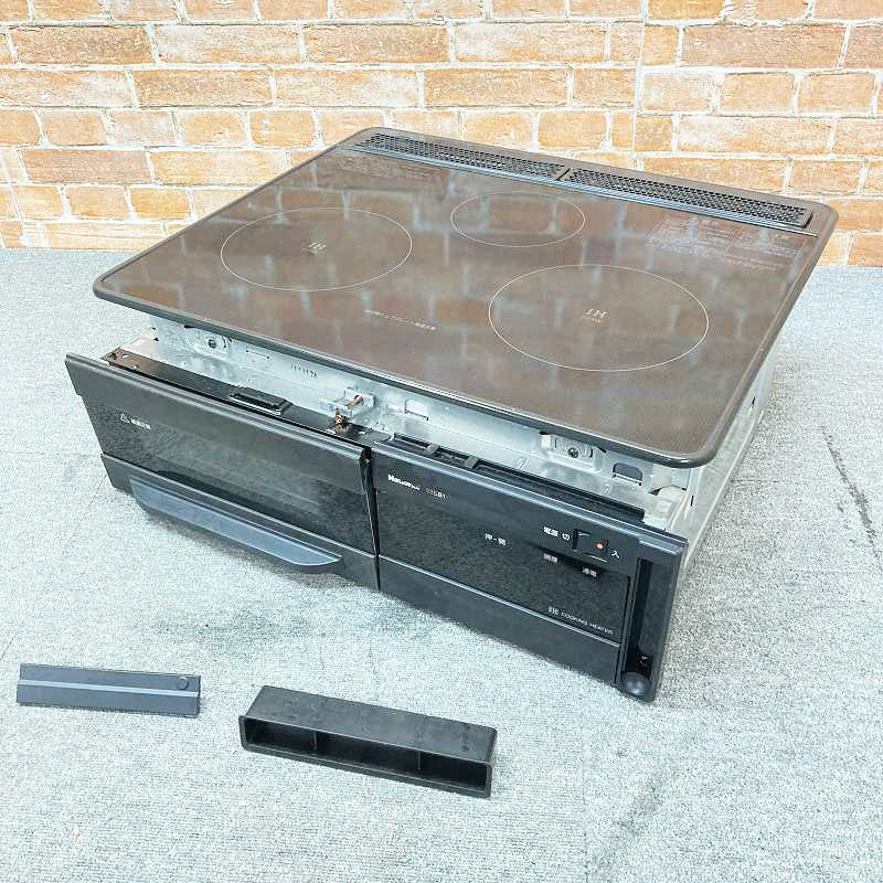 【中古品】【ジャンク取りまわし】 National(全国的) 3口 硝子いの一番 ビルトはたご屋型 IH煮炊き暖房器 「E33EB1」 ビルトインコンロ 14F