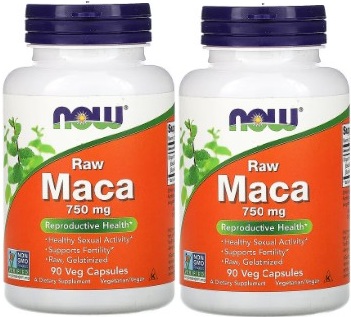 2個セットNOW マカ Raw Maca (750mg) 90 vcapsべジカプセル 非加熱