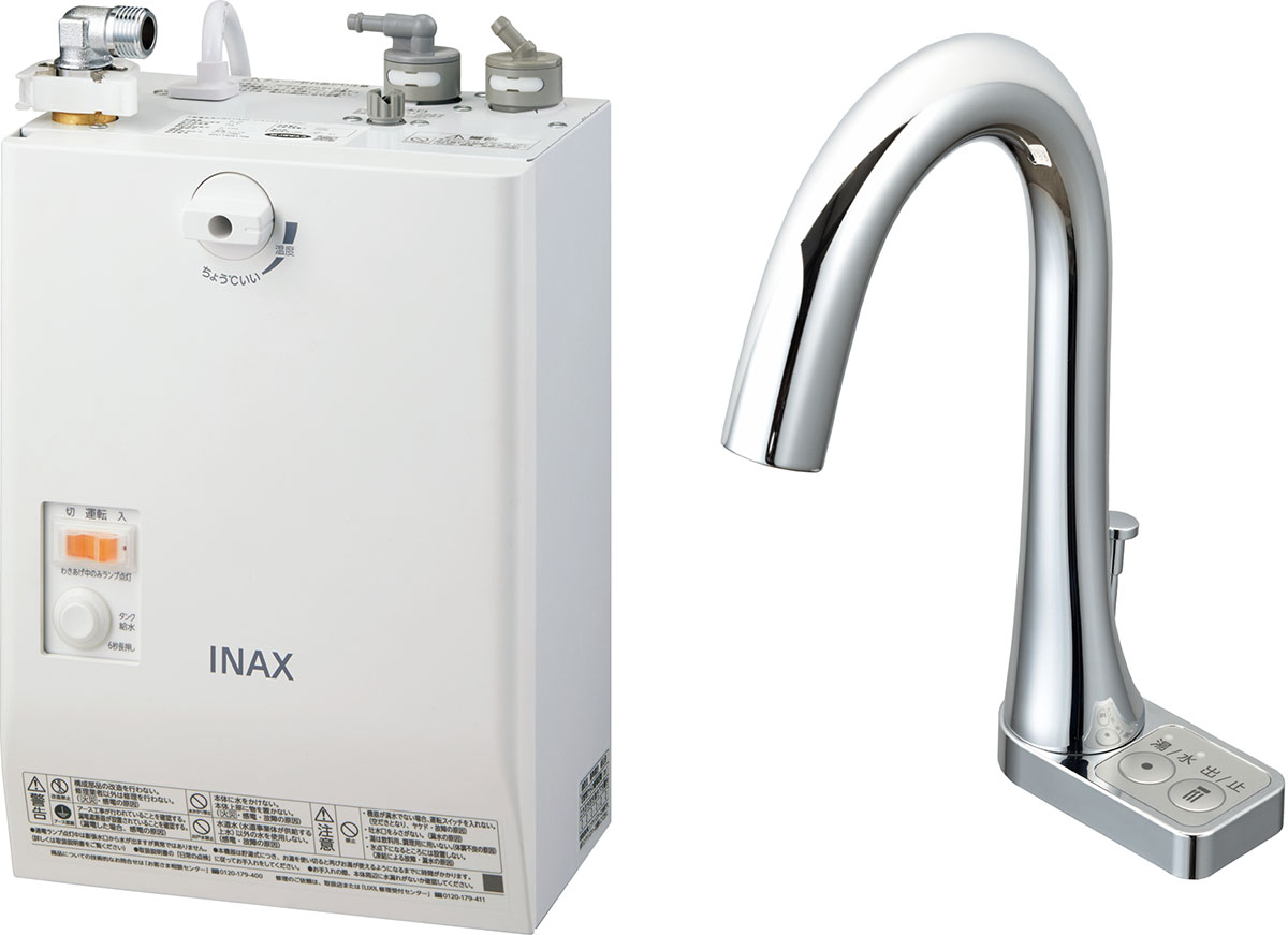 LIXIL INAX ゆプラス 自動水栓一体型壁掛 適温出湯タイプ 3L 住宅設備家電 電気給湯器 給湯器 グースネックタイプ 手動·湯水切替スイッチ付 EHMN-CA3SB3-213：アクアshop