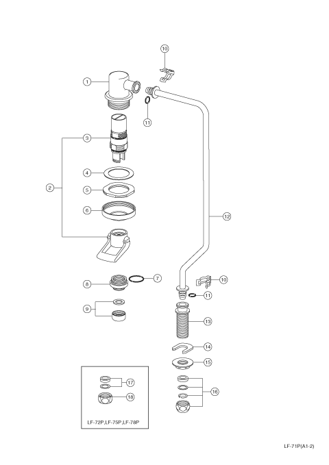 楽天市場】LF-72L LIXIL INAX レバー式水栓部（AWL-72系用） : アクア