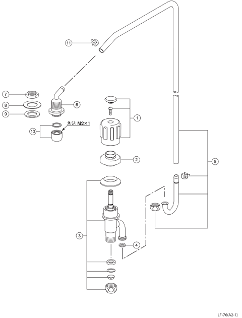 LF-76　 LIXIL　INAX　 ハンドル式水栓部（AWL-76系用）