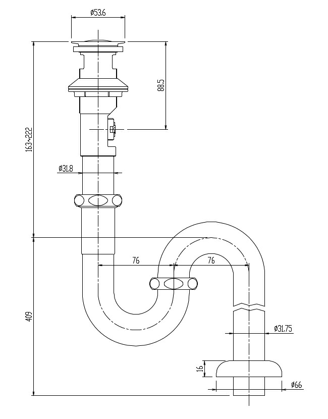 LF-WN7SF　 LIXIL　INAX　 ポップアップ式排水金具 （ワイヤータイプ・呼び径32mm）　 床排水Sトラップ