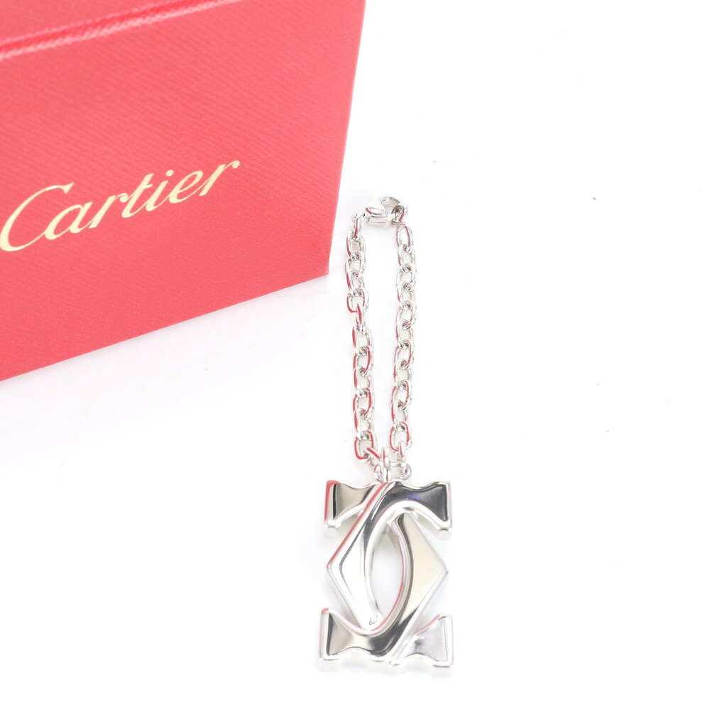 美品　カルティエ Cartier ダブルCキーリング　ショッパー付 美品カルティエ Cartier ダブルCキーリングショッパー付