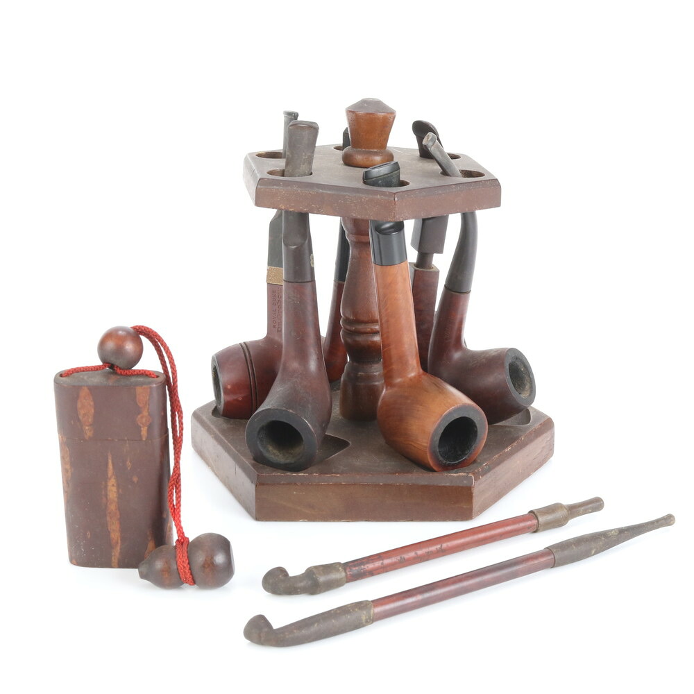 まとめ 8点 セット ヴィンテージ Dr.Grabow CHACOM など 木製 パイプ スタンド キセル 印籠 喫煙具 煙管 メンズ ERE CV7-9|ブランドラコル