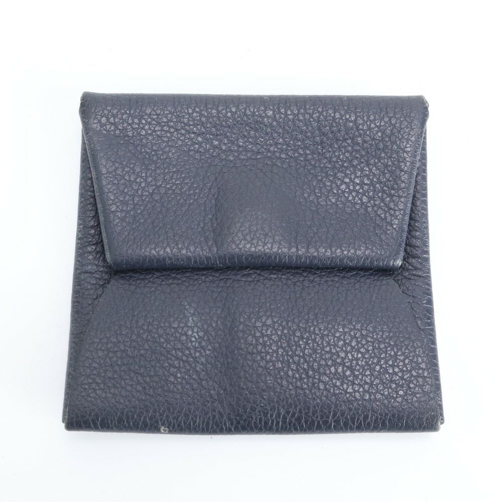 美品 エルメス Y 刻印 バスティア レザー コインケース 小銭入れ ウォレット 本革 ネイビー 紺 メンズ レディース REM DP25-4