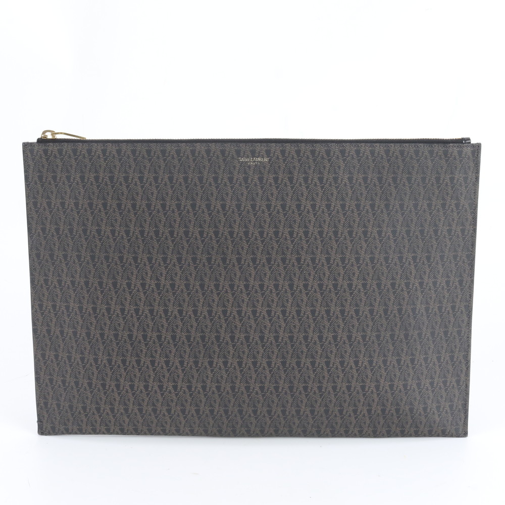 極美品 YSL サンローラン 光の都市 古典派音楽 トワル モノグラム GNC378261 なめし革 二つ目御徒面子 クラッチペダル A4 メンズ EEE DZ2-8