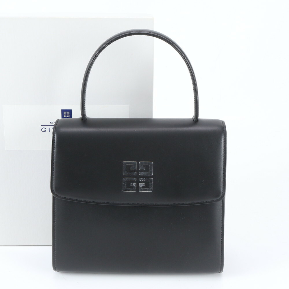 極美品 ジバンシー とっ始め手持ち部分 なめし革 ハンドバック 本革 黒いこと 黒 ブランド名 今めかしい レディース WWM ED34-4