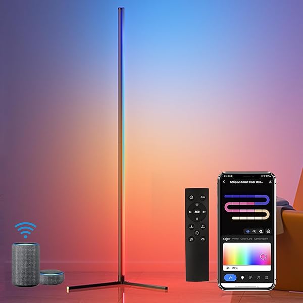 【貨物輸送無料】RGB 立ち会い場照明ランプ 間接的な行動点火装置 Alexa相応う 高さ155糎 立ち会い場点火装置 1600万色 LED照明ランプ 端っこ点火装置 調光 調色 かっこ良い介護ホーム 日本語取りまわし書 立ち会い場照明ランプ・照明ランプ 臥し所/リビング/遊び戯れる室など自然調整