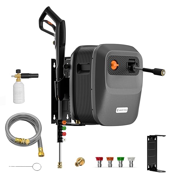 高圧洗浄機 G20 自動巻き取り&電動壁掛式 15MPa・545L/H強力性能 50-60Hz 20mホース180°回転ブラケット搭載 IPX5防水 家庭用 洗車機 清掃 強力噴射|ARストア 店