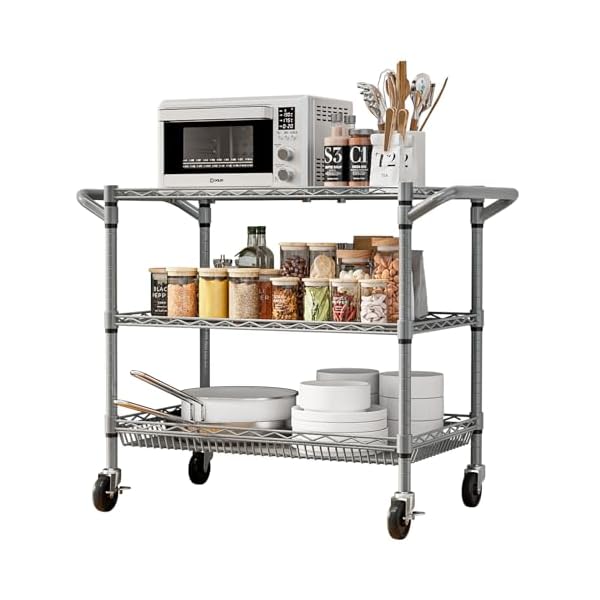 【送料無料】3段キッチンワゴン キャスター付き 業務用 77×46×82cm 耐荷重250kg 組立式 ステン|ARストア 店