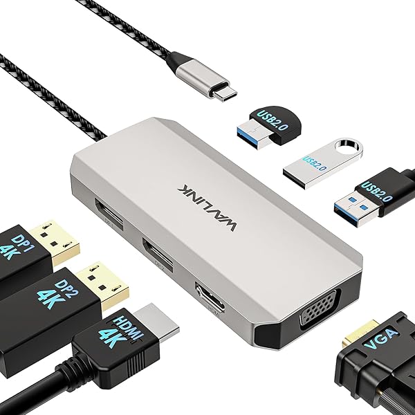 【貨物輸送無料】USB Cドック4k見せびらかす、7 インチ1ノートパソコンドック、マルチポートアダプター