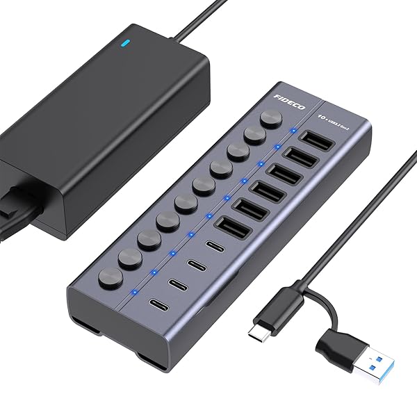 【送料無料】60W USBハブ 電源付き 10ポートの 拡張 セルフパワー 10Gbps USBスプリッター USB Hub 10|ARストア 店