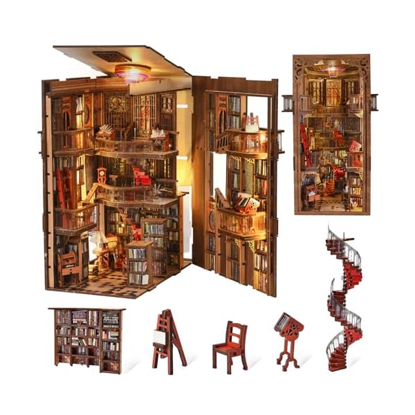 【貨物輸送無料】DIY ブックヌックキット お人形さん棲み家一揃いの道具3Dミニチュアハウスキット BookNook ウ