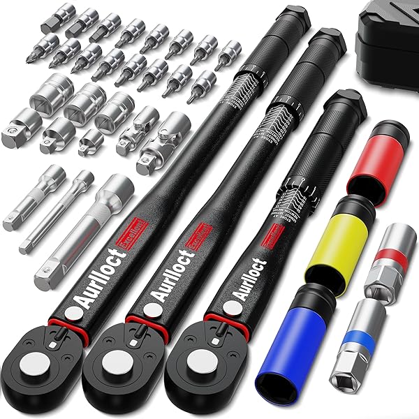 【貨物輸送無料】トルクレンチセットプレセット型 35点組 差込角12.7 粍(1/2in) 20-230N.m,9.5 粍(3/8