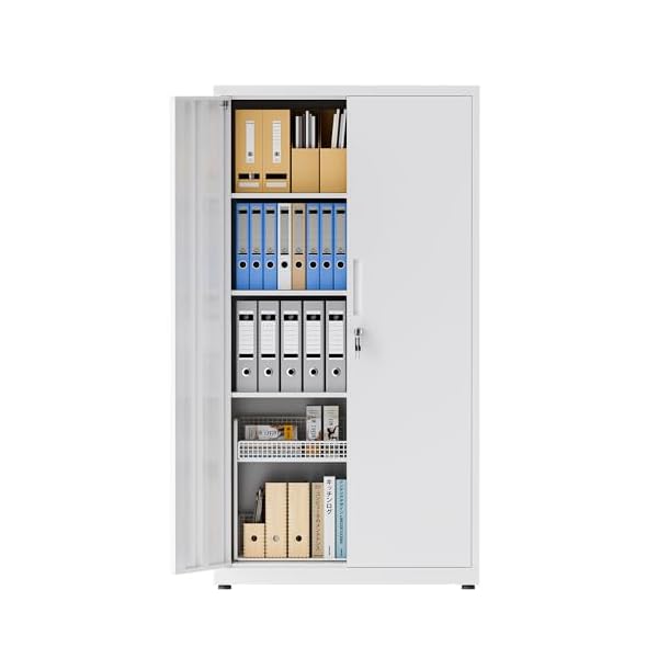 【送料無料】スチールキャビネット 4段 鍵付き書庫 可動棚 両開き キャビネット収納 パント|ARストア 店