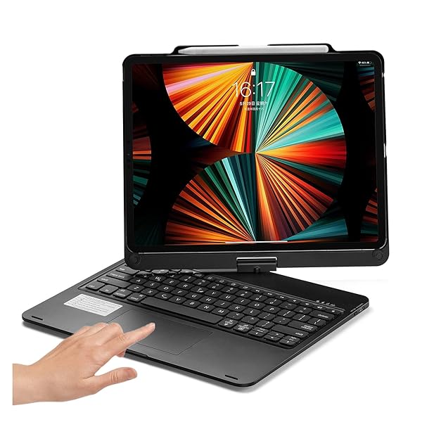 【貨物輸送無料】360度回転させる 2025 2024 iPadAir13in (M3/M2) 鍵盤 タッチパッド積み上げる iPadPro12.9in 第6/5/4/3時人 鍵盤入れもの 押し並べて型 うしろ側ともし火 折り畳み 覆いかぶせる 貨物自動車パッド App