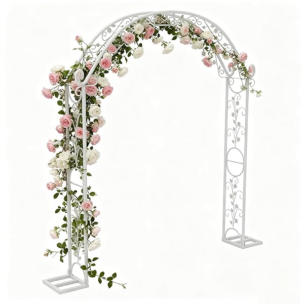 【送料無料】ガーデンアーチ バラ アイアン フラワーアーチ パーゴラ 白 屋外 結婚式 220x240cm｜ARストア　店