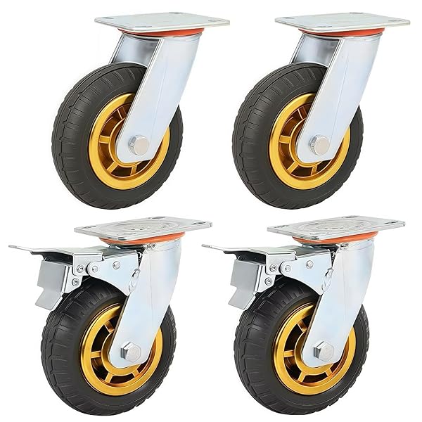 【貨物輸送無料】8in キャスター 4個書き割り 拷問台 自在輪 総耐荷重1000kg 車輪径200粍 360度回