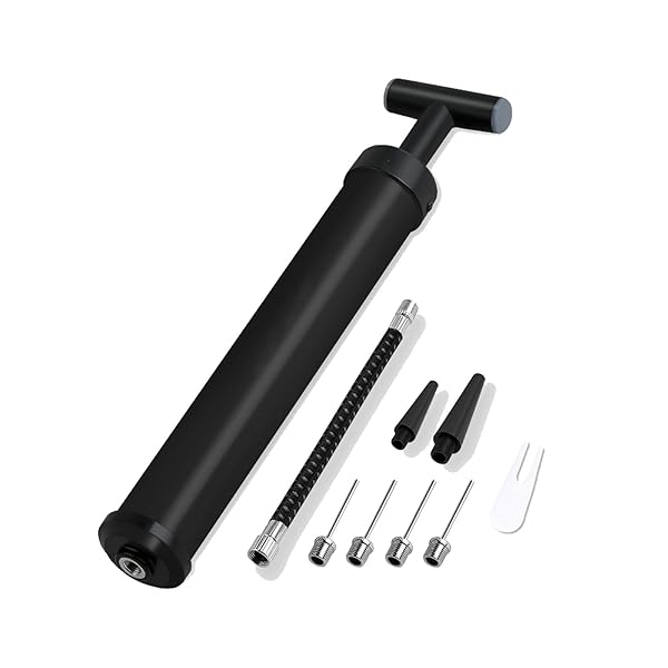 【送料無料】ボールポンプ 空気入れ ボール用 9点セット 多機能 収納便利 軽量 耐久性 時間と労力を省く すべりどめ バスケットボール バレーボール 風船 浮き輪などに対応（ブラック 1個）画像