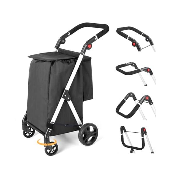 【送料無料】ショッピングカート 4輪 70L 買い物 カート 保冷 軽量 ショッピングキャリー 静音 折り畳み 安定 大容量 買い物 ピクニック 旅行に最適 高齢者（ブラック）｜ARストア　店