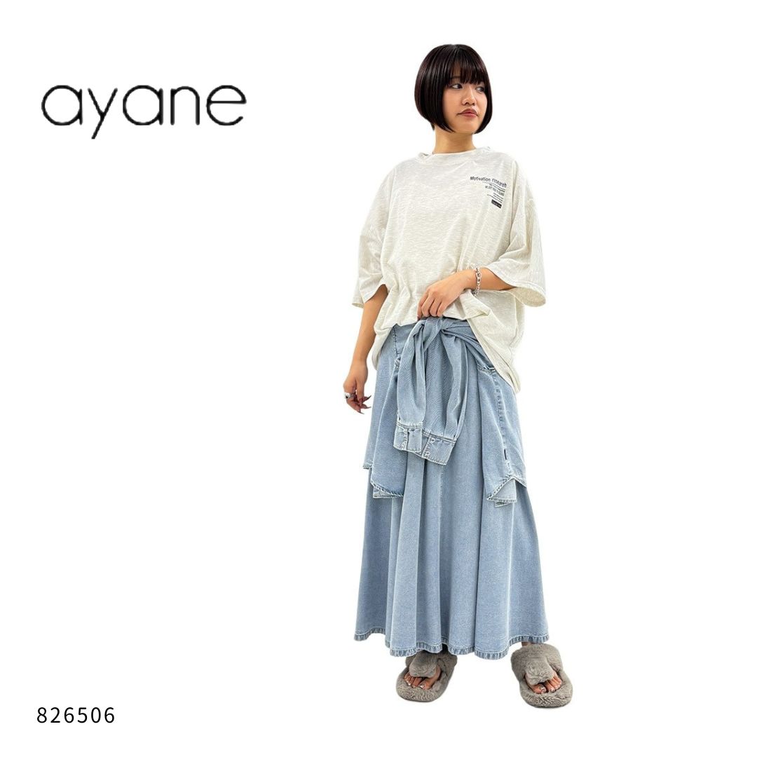 ayane( アヤン ) 【 826506 】テンセルデニム腰巻きプルオーバースコート ジーンズスコート レディース 拾独居室 ロングスコート 体型取りまかなう 40代 雅びやか 成年者 亭主もち 心地よい 好いたらしいめ ゆったり 春 夏 流行り