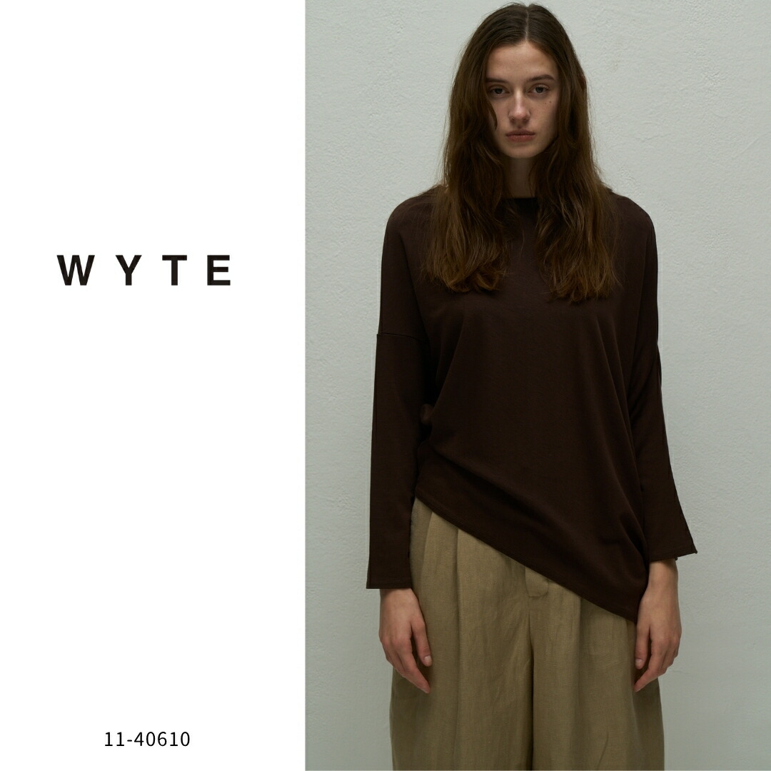 【SALE】WYTE ( ワイト島 )  【 11-40610 】コンフォータブル レイドバック ティーシャツ ティーシャツ レディース 長袖 非対称 挙げ句の果て感 体型取りまかなう 日本製 40代 雅びやかレディース