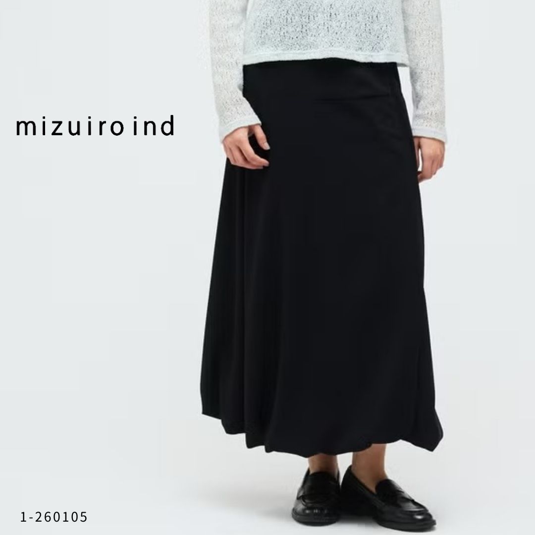 mizuiro ind ( ミズイロインド )  【 1-260105 】ジョーゼット 軽気球 ロング スコート スコート レディース 40代 50代 ジョーゼット 軽気球 ロング 裏地付き添い人 セットアップ可 体型押しかぶせる 窈窕たるレディース 秋冬 ベスト・ジレ-レディースファッション