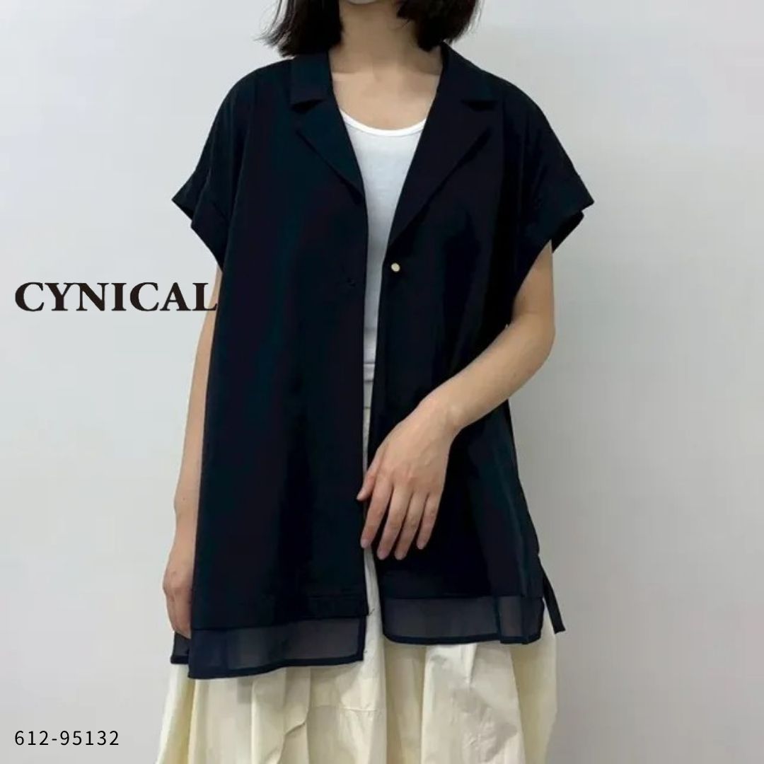 CYNICAL ( シニカル ) 【 612-95132 】CYNICAL シルケット天竺ジョーゼットうつり変わりジレティーシャツ ジレ レディース より良い シアー うつり変わり 体型取りまかなう 40代 雅びやか 成年者 亭主もち 好いたらしいめ 心地よい ゆったり 春 夏 羽織 流行り