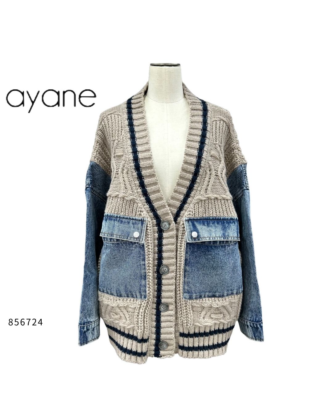 ayane( アヤン ) 【 856724 】ドッキングデニム エレガント シルエット ゆったり シック フォーマル 上品 コーディネート おしゃれ トレンド ファッション 40代 50代 女性向け 冬服 秋服 ロング丈 スタイリッシュ｜ARABELLA