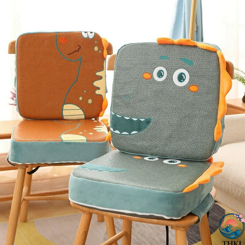 【全品2点で5%OFF】子供用チェアクッション ベビー用チェアクッション 食事クッション 40*40cm 厚み5/10cm 低反発 取り付け簡単 ベルト固定 滑り止め 洗える かわいい動物柄 大人学生幼児兼用 ダイニング用
