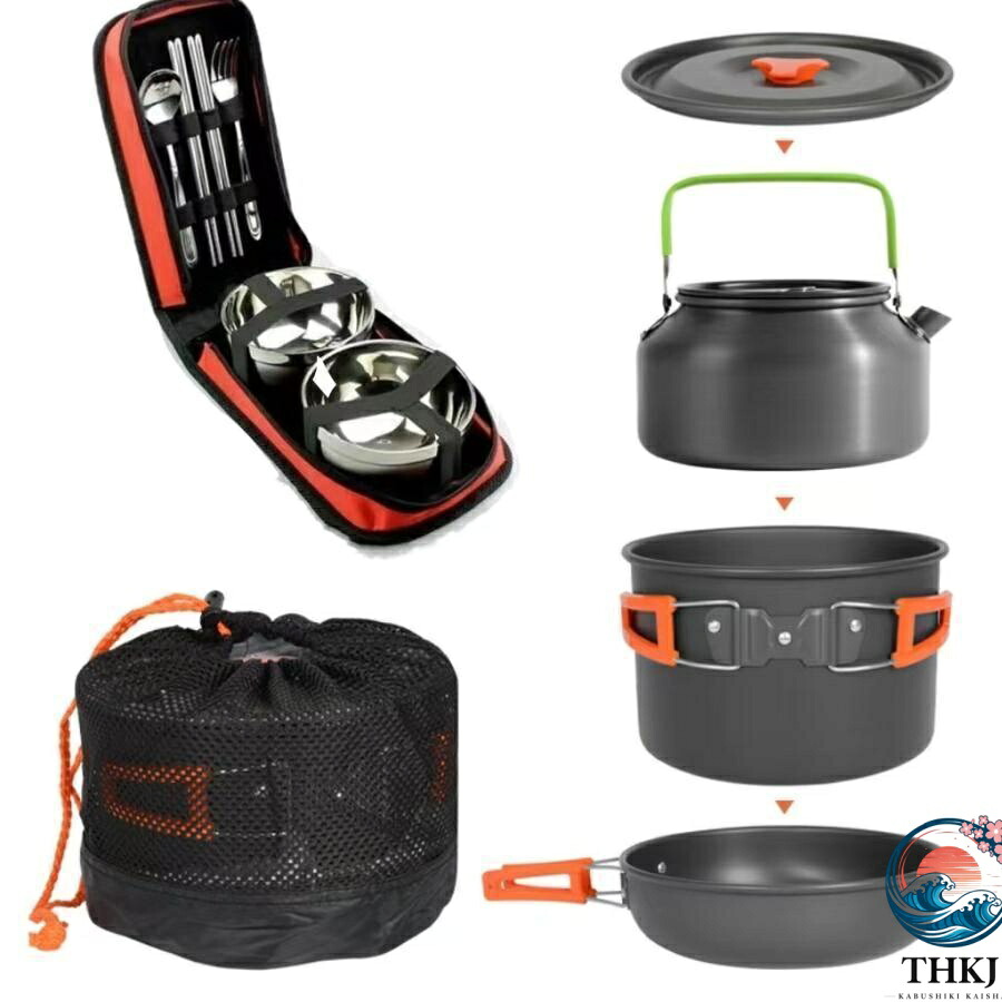 【全品2点で5%OFF】クッカーセット キャンプクッカー ケトル キャンプ鍋 クッキングセット アウトドア 調理器具 鍋セット ソロ ２人 3人 キャンプ用品 やかん アルミ