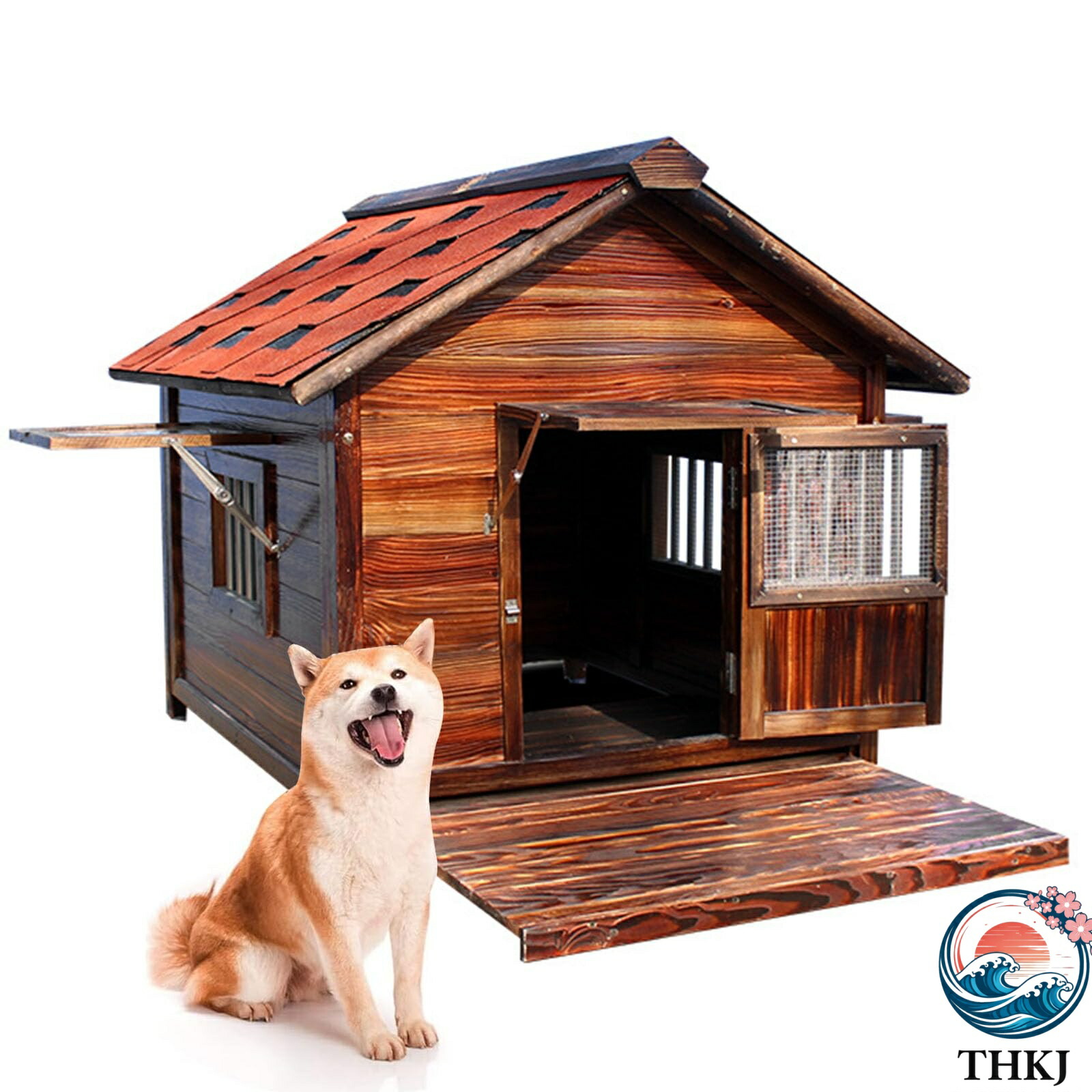 【全品5%尖んがり】犬掘ったて小屋 室外用 大型犬 木製 犬舎 中型犬 超大型犬 大屋根 THKJ 部屋の入り口付き添い人 大型室外犬掘ったて小屋 犬用棲み家 通気性 生あたたかい 全天候型 日焼打つ手 防風