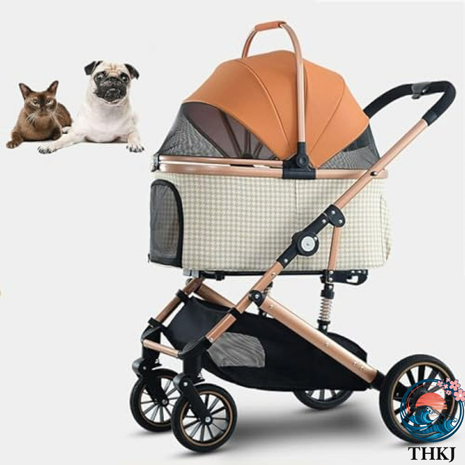 【全品5%ポイント】ペット用ベビーカー 取り外し可能なペットキャリア 折りたたみ式ペットベビーカー ジッパーなし 取り外し可能なキ お手入れ簡単｜aragok